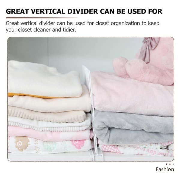Vertical Wardrobe Shelf Divider Iron Clothes Organizer Practical Wardrobe Divider White
