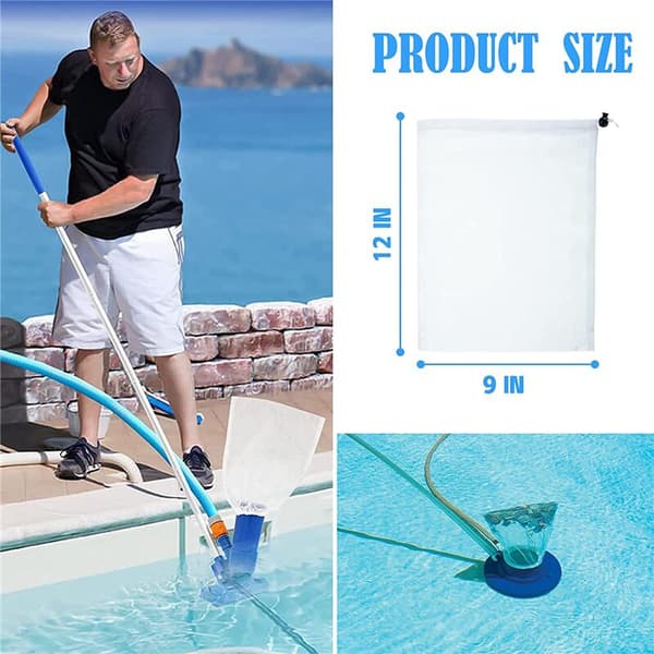 10-pack Fine Pool Vacuum Net, Nylon Bag with Drawstring for 9\" x 12\" Pool Jet Vacuum, for Collection Sheets