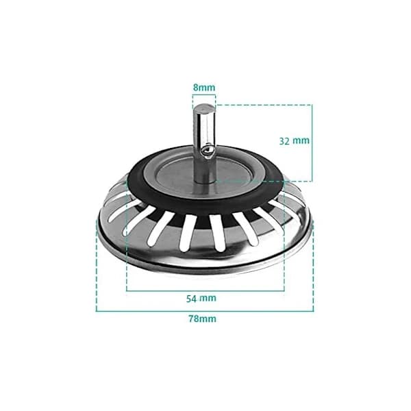 Diskpropp i rostfritt stål - 79 mm - Universell diskpropp - Diskbänksplugg/handfat - Diskbänksplugg för kök (2-pack),A