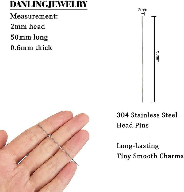100 stk 304 rustfrie stålhode pinner fine satengpinner syerske pinner for smykkelaging syhåndarbeid 1,97 tommer (50 mm)