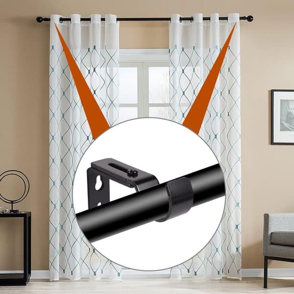 Adjustable Curtain Rod Brackets Satin Nickel 3-pack Black