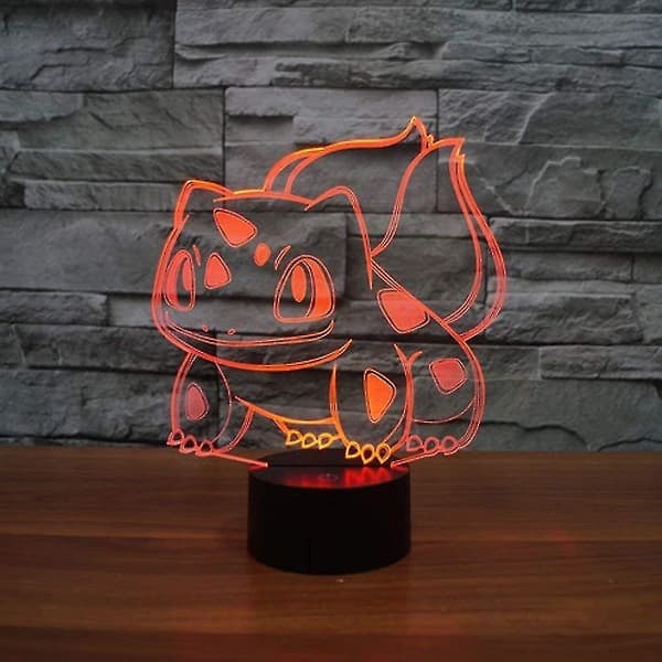 Abstract 3D Bulbasaur Optical Illusion Night Light 7 Colors Changing Touch Switch USB Powered LED AC