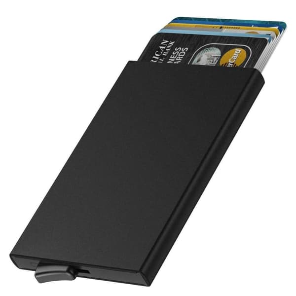 Smart kortholder i aluminium (RFID-beskyttet) Pop-up - Sort Sort one size