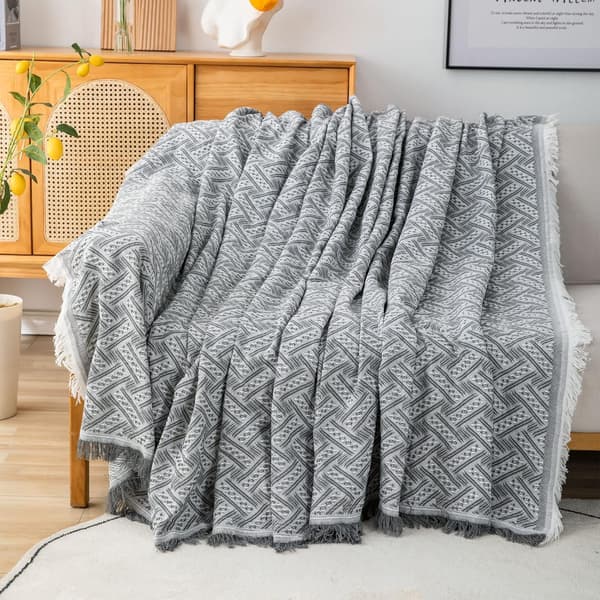 Sengeteppe for 3-seters sofa 130x180cm, Jacquardvevd dekorativt sofa- og sengeteppe[JUN]
