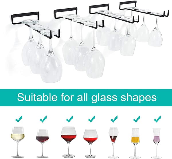 Metal Wine Rack, 4 Pcs Hanging Wine Glass Holder
