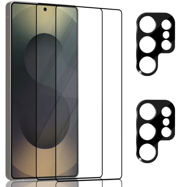 2-pack Samsung S25 Ultra Screen Protector & 2-pack Lens Protector - Tempered Glass 9H - Super Quality 3D