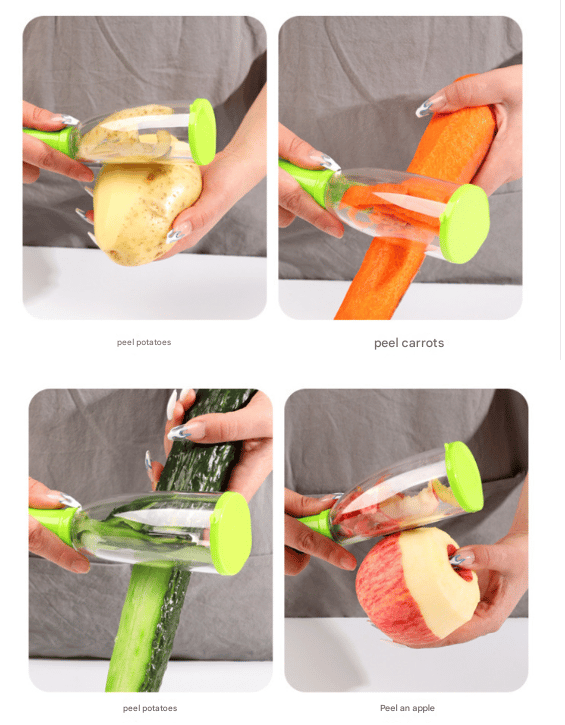 Peeler with Built-in Storage Container — Household Fruit and Vegetable Peeler with Collection Container — Kitchen-Specific, Splash-Proof Design (1 pc)