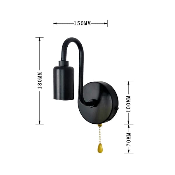 Retro Industrial Wall Lamp with Switch, Black E27 Indoor Iron Lighting