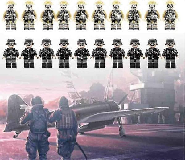 20 pcs Soldiers + Weapons Mini Figures WW2 Military Set, Army Weapons