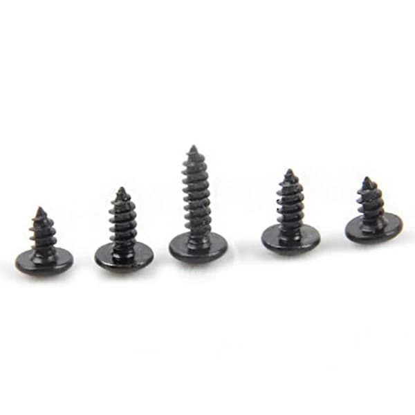 Selvgjengende treskruer - Karbonstålskruer Krysshode Rundhode Sopphode Svart M5*12mm (100 stk)