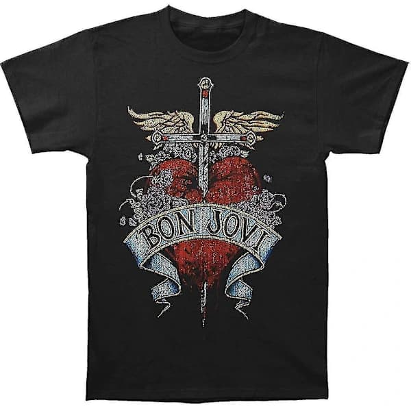 Bon Jovi Hjerte T-shirt Sort M
