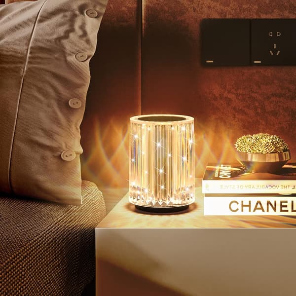 Diamantkrystal bordlampe LED sengelampe med touch-kontrol