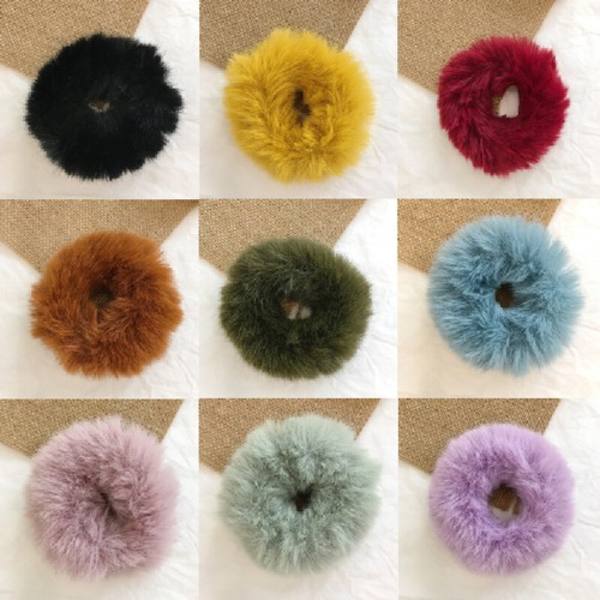 Søde, fluffy scrunchies i imiteret pels til kvinder, elastiske hårbånd, elastikker, tilbehør