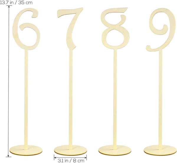 Träbordsnummer 1-10, träbordsnummer med speciell form för platser
