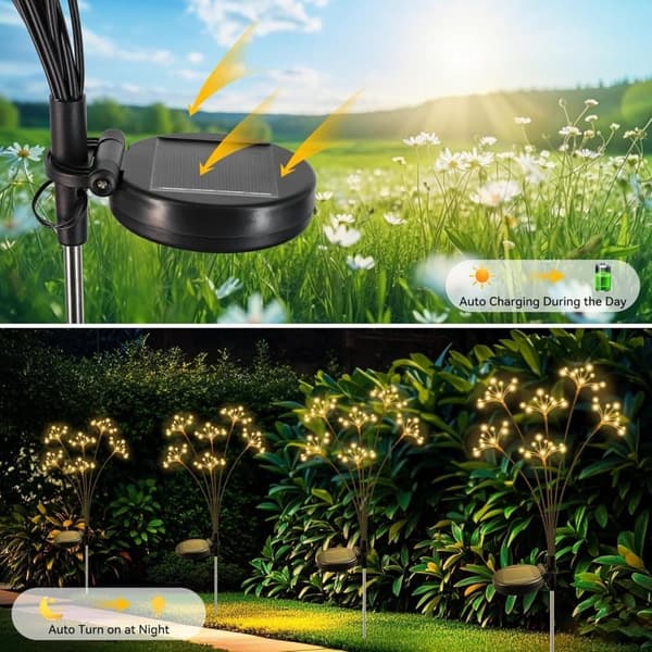 Solar Light 6-pack Garden Light Ground Spike Waterproof Outdoor Lighting Compatible with Path Party Warm White Light, 2-pack varmvitt ljus, 2-pack