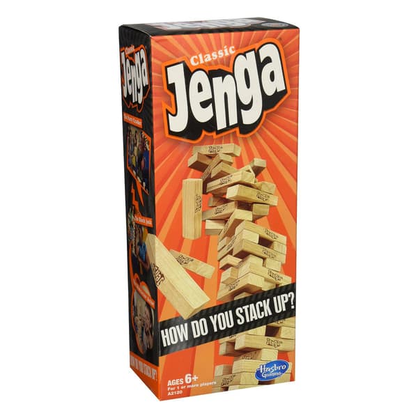 Klassiskt Jenga-spel, staplingsspel med träklossar