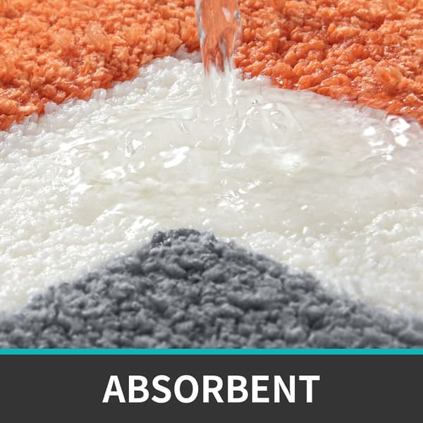 40 x 60 cm Bathroom Mat with Wave Pattern, Non-Slip - Orange Grey