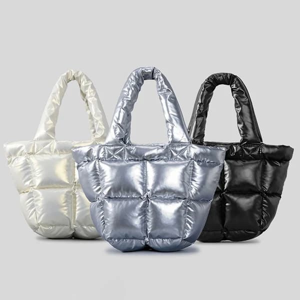 Puff Bag Quilted Puffy Handbag WHITE white
