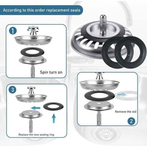 Sink Drain Seal, 6-pack, 54 mm outer diameter, 32 mm inner diameter. Kitchen, Bathtub, and Basin Drain Seal made of Elastomer for
