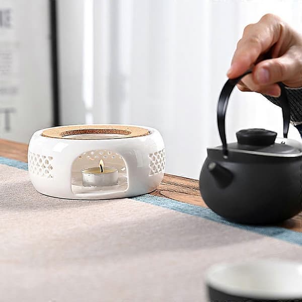 Keramisk tekandevarmer, fyrfadslys varmebase til tekande, kaffe, mælkete