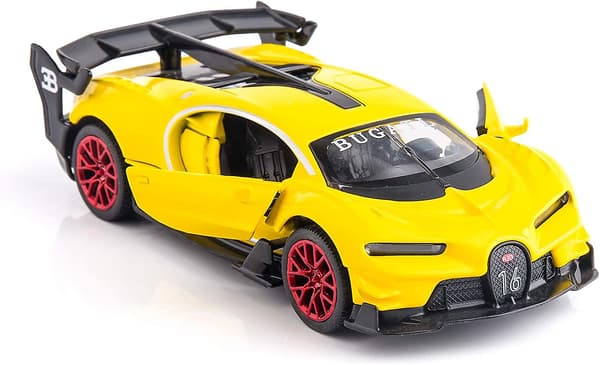 Bugatti Vision Gt Superbil 1/32 Zinklegering Trykstøbt Træk Tilbage Bilmodel Legetøj Lyd Og Lys Til Dreng Pige Gavegul