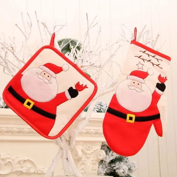 Christmas Placemat Oven Mitts Kitchen Insulation Mats Baking Tools Insulation Mat Christmas Decoration