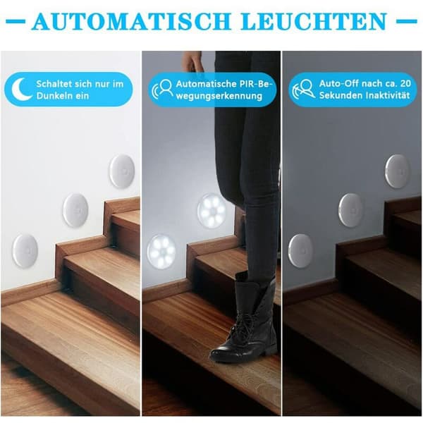 Night light with motion sensor, LED light with motion sensor, LED stair lighting for hallway, kitchen and wardrobe white