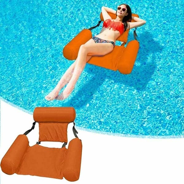 Inflatable Pool Hammock, Floating Pool Hammock, Foldable, Versatile, Foldable, Floating, Portable Hammock, Floating Indoor and Outdoor, Orange