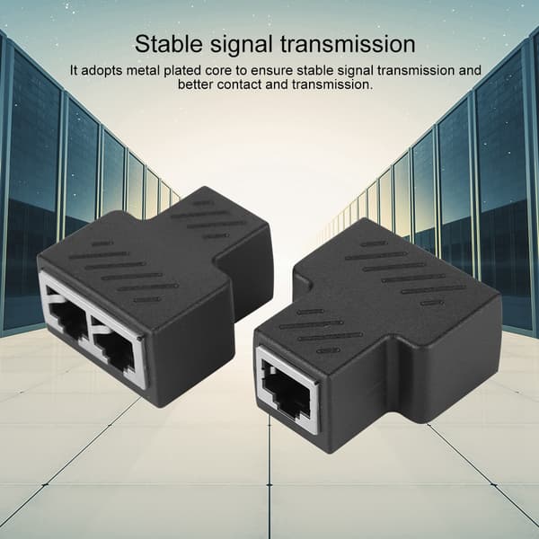 3.5mm Male 3-Channel RJ45 Network Socket Splitter Adapter - 2 Pcs
