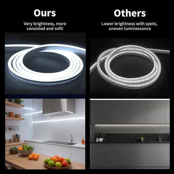 Neon LED-stripe 5M, DC 12V Hvit 6000K LED-lysstripe Fleksibel Vanntett IP67 LED Neonrep Dekor