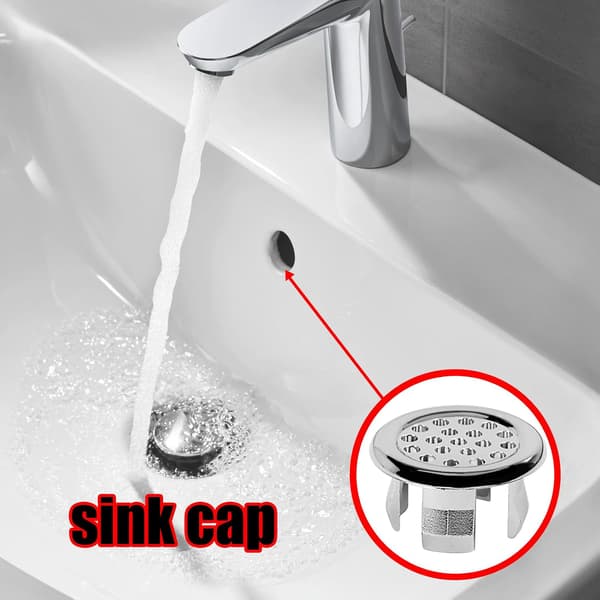 Sink Overflow Cover | Round Hole Cover for Bathroom Sink, 22-24mm Robust Double-Layer Overflow Drain Insert in Hole for Diameter Change [DB] A A