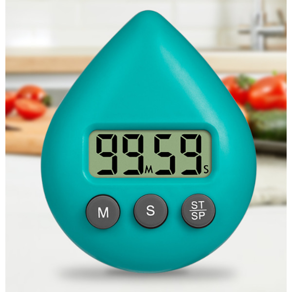 Vandtæt brusetimer, digital timer, badeværelses- og køkkentimer, nedtællingstimer med sugekopshul grøn green