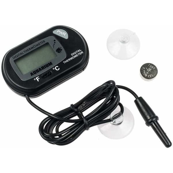 LCD Digitalt Akvarietermometer til Akvarium og Terrarium - Sort