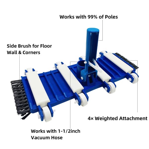 Weighted Flexible Pool Vacuum Cleaner with Edge Brush
