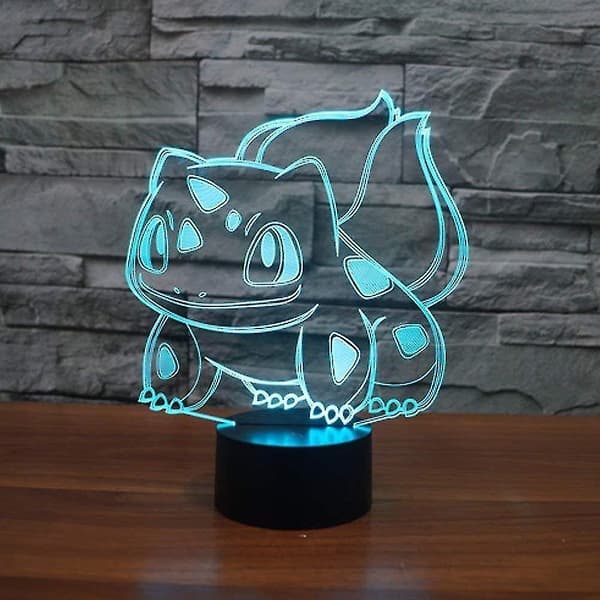 Abstract 3D Bulbasaur Optical Illusion Night Light 7 Colors Changing Touch Switch USB Powered LED AC