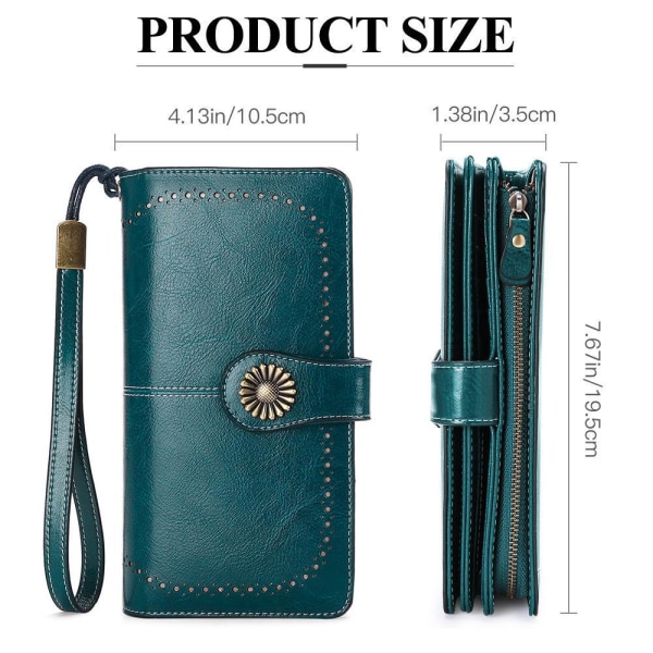 Peacock blå lommebok Europeiske og amerikanske kvinners lang glidelås skinn lommebok for kvinner lær lommebok stor kapasitet håndveske