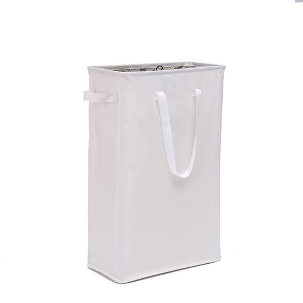 45L Laundry Baskets with Handles (Beige), Foldable Slim Laundry Hamper Rectangular Oxford Fabric Laundry Bag Laundry Baskets Bathroom Storage Bag 39x19x60CM