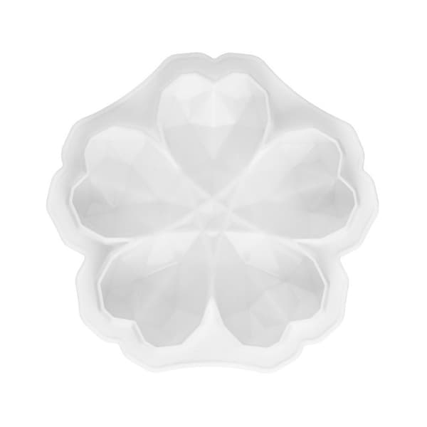 Heart-shaped diamond silicone mold for cake (white), cake baking mold, non-stick quick release, baking pan for mousse cakes