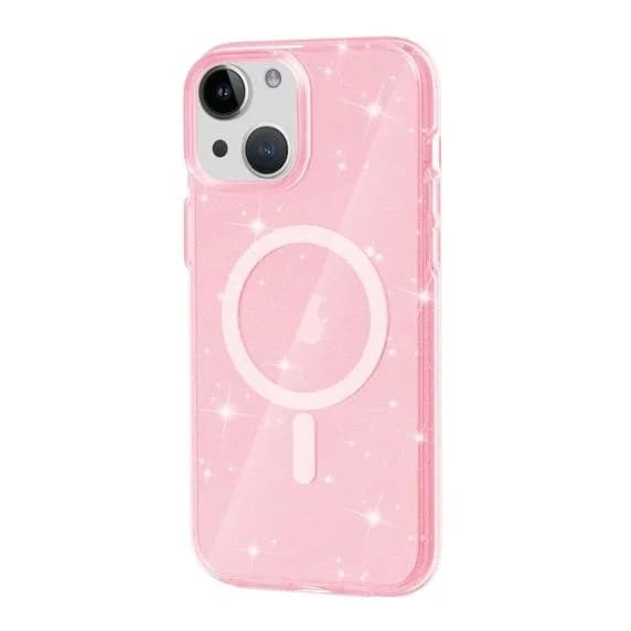 iPhone 15 Plus/14 Plus Mobilcover Glitrende Magsafe - Rosa