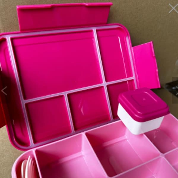 Rosa delt fruktboks salatboks bentoboks, A