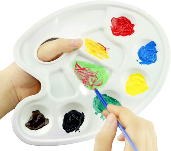 Hvid - 1 stk. oval plastikfarvebakke