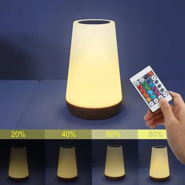 LED Night Light, Bedside Lamp, Touch Control, Remote Control, Rechargeable, 13 Colors, 5 Brightness Levels