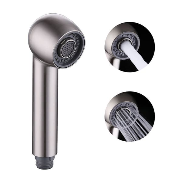 Kitchen Faucet Spray Head Replacement 2 Jets Shower Head for Pull-Out Kitchen Faucet, G1/2 Straight Thread, Brushed Nickel