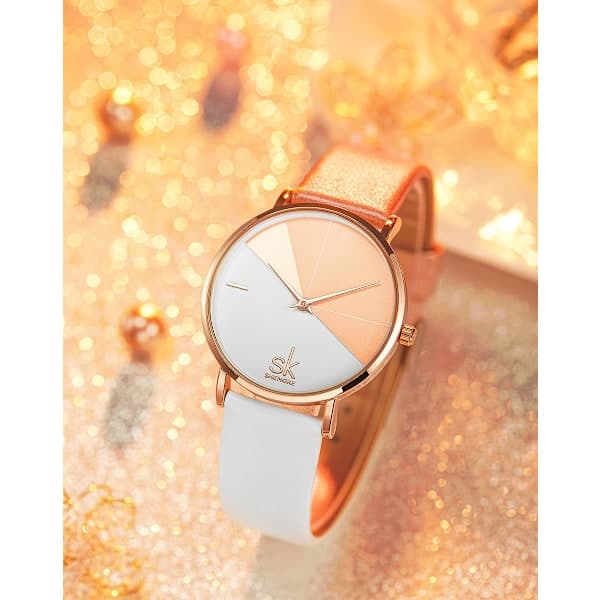 Damklocka äkta läder 38 mm elegant minimalistisk