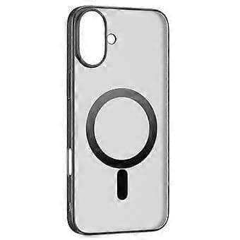 Kompatibelt cover til iPhone 16, kompatibelt med MagSafe, mat PC-bagside (Sort)