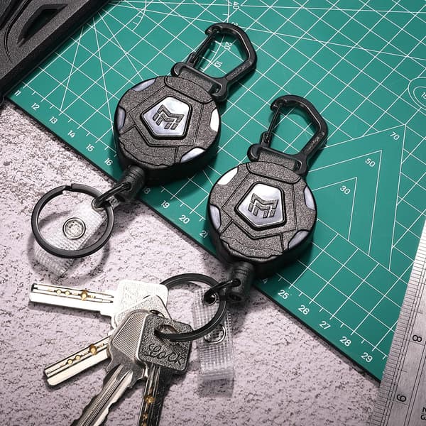 2-pack infällbara nyckelringar, kraftig karbinhake