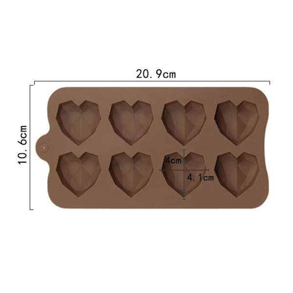 Silicone Mold for Baking - 8 Hearts Brown