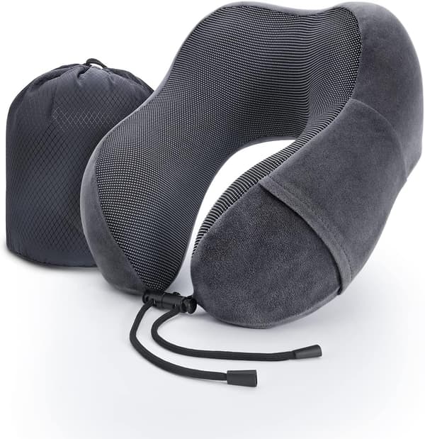 Reisepute Nakkepute Memory Foam Myk Komfort og Støtte Reisefly Nakkeputer, U-formet Pute for Søvn Grå Grey