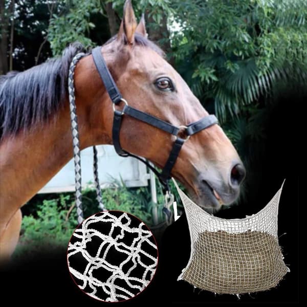 Slowfeeder hønetpose med lille åbning til hest heldagsfodring stor kapacitet (60*90CM)