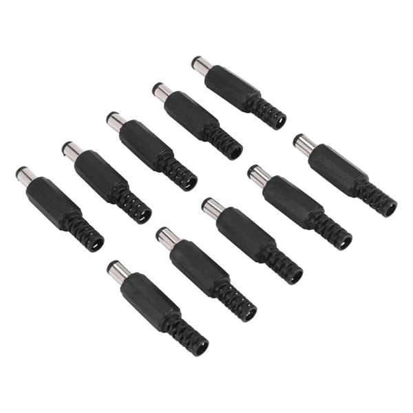 10 stk 5,5 x 2,1 mm hanlodde DC-tøndestik lige stik til DC-strømforsyning LED-afbryder sort